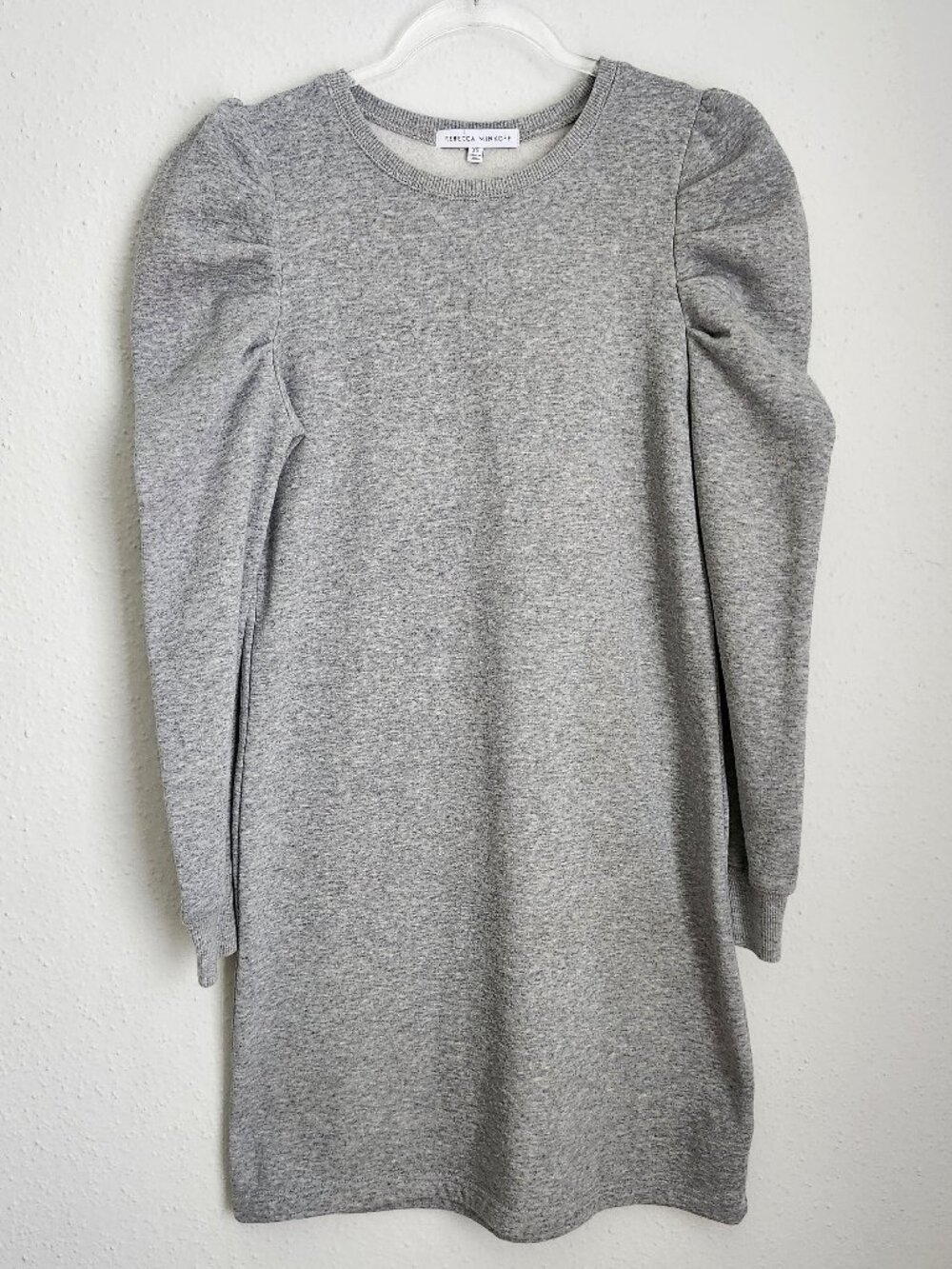 REBECCA MINKOFF Janine Heather Gray Puff Sleeve‎ Comfy Sweatshirt Dress XS
